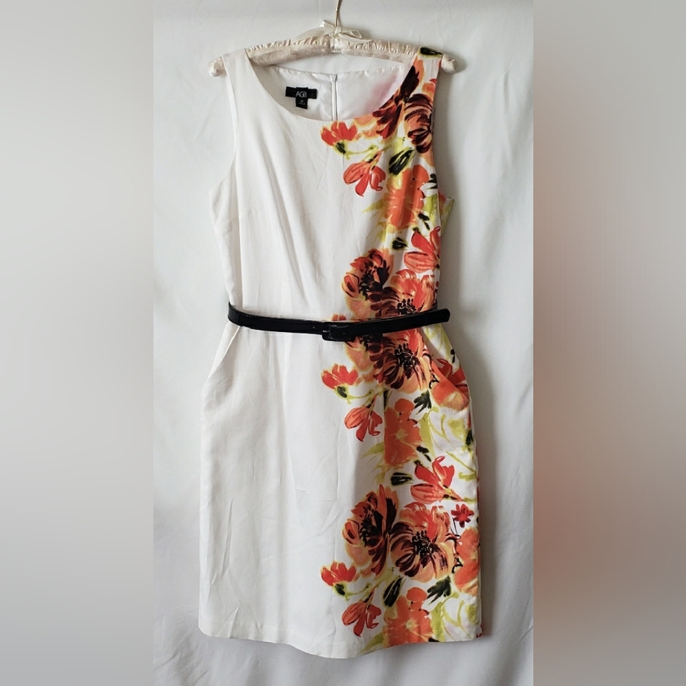 Orange Red Floral Asymmetrical Dress